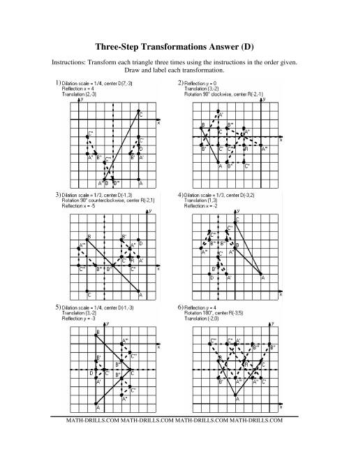 The Three Step Transformations (D) Math Worksheet Page 2