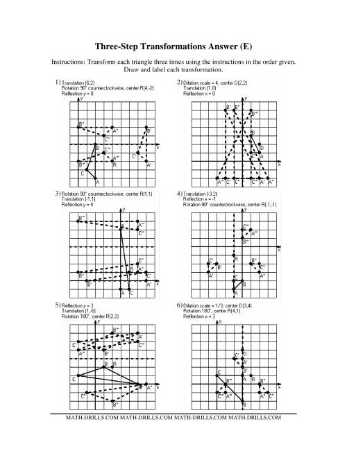 The Three Step Transformations (E) Math Worksheet Page 2