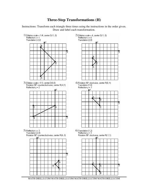 The Three Step Transformations (H) Math Worksheet