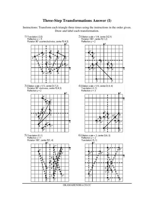 The Three Step Transformations (I) Math Worksheet Page 2
