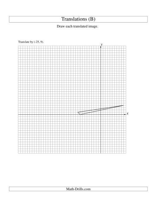 The Translation of 3 Vertices up to 25 Units (B) Math Worksheet