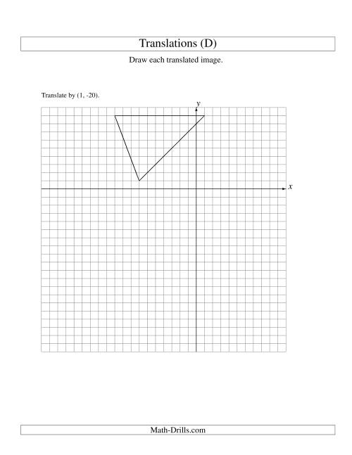 The Translation of 3 Vertices up to 25 Units (D) Math Worksheet