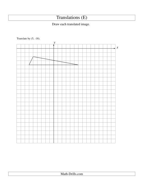 The Translation of 3 Vertices up to 25 Units (E) Math Worksheet