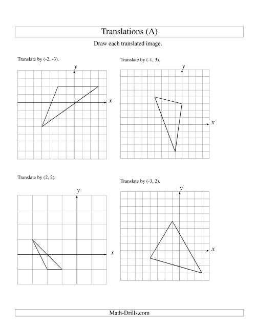 The Translation of 3 Vertices up to 3 Units (A) Math Worksheet