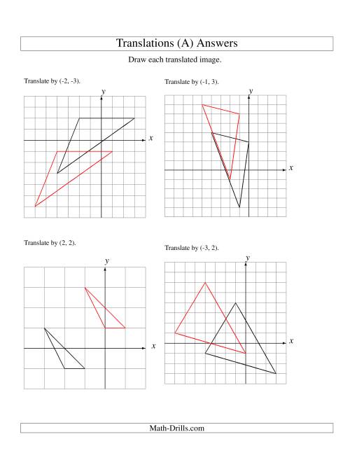 The Translation of 3 Vertices up to 3 Units (A) Math Worksheet Page 2