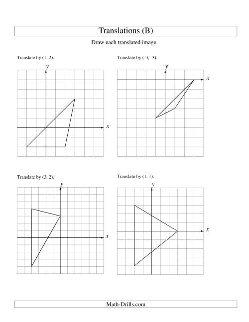 The Translation of 3 Vertices up to 3 Units (B) Math Worksheet