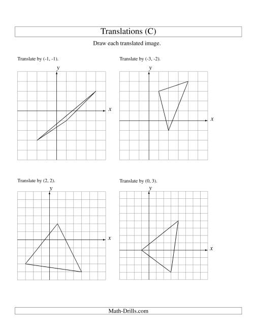 The Translation of 3 Vertices up to 3 Units (C) Math Worksheet