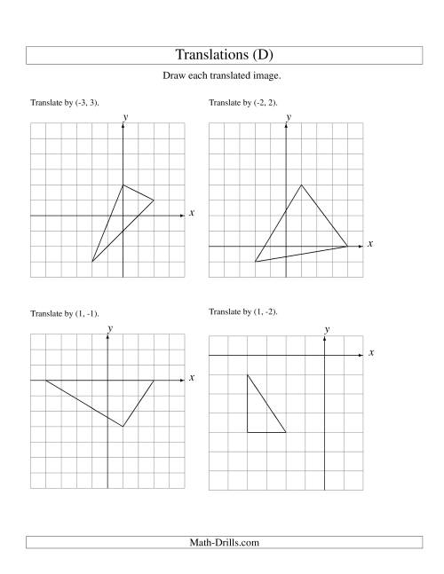 The Translation of 3 Vertices up to 3 Units (D) Math Worksheet