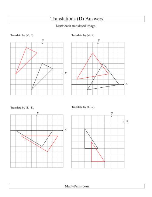 The Translation of 3 Vertices up to 3 Units (D) Math Worksheet Page 2