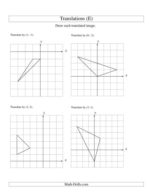 The Translation of 3 Vertices up to 3 Units (E) Math Worksheet