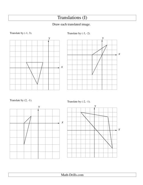 The Translation of 3 Vertices up to 3 Units (I) Math Worksheet