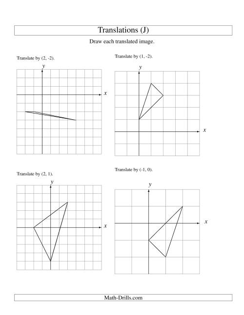 The Translation of 3 Vertices up to 3 Units (J) Math Worksheet