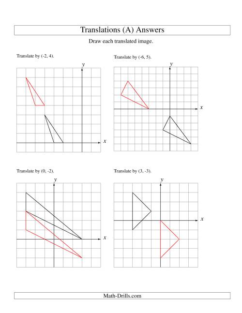 The Translation of 3 Vertices up to 6 Units (A) Math Worksheet Page 2