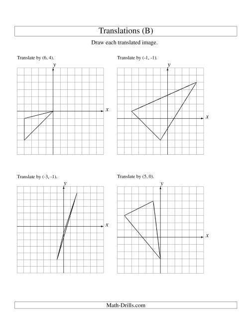 The Translation of 3 Vertices up to 6 Units (B) Math Worksheet