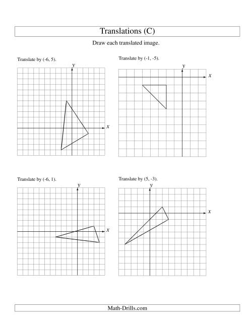 The Translation of 3 Vertices up to 6 Units (C) Math Worksheet