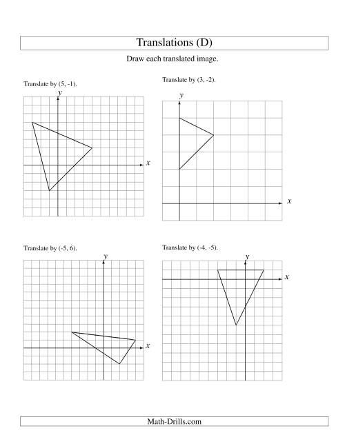 The Translation of 3 Vertices up to 6 Units (D) Math Worksheet