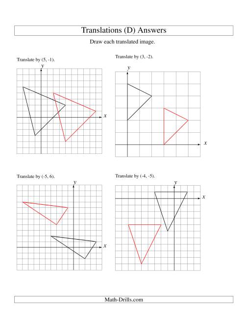 The Translation of 3 Vertices up to 6 Units (D) Math Worksheet Page 2