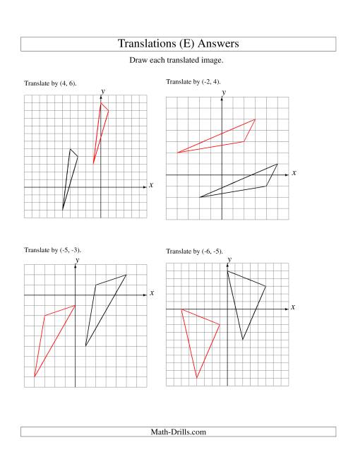 The Translation of 3 Vertices up to 6 Units (E) Math Worksheet Page 2