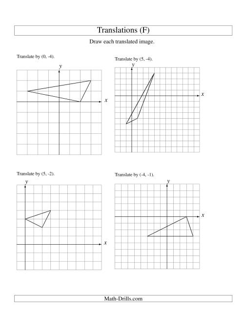 The Translation of 3 Vertices up to 6 Units (F) Math Worksheet