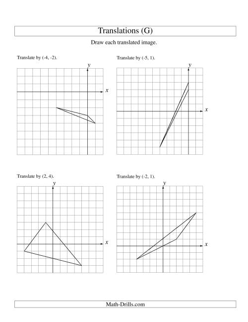The Translation of 3 Vertices up to 6 Units (G) Math Worksheet