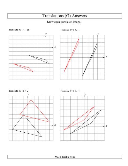 The Translation of 3 Vertices up to 6 Units (G) Math Worksheet Page 2