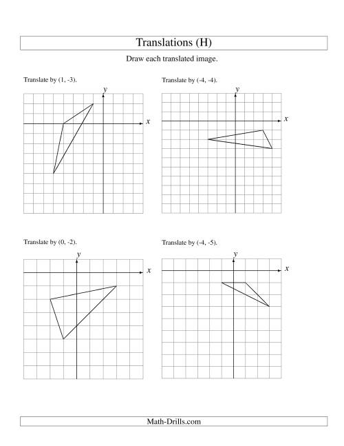 The Translation of 3 Vertices up to 6 Units (H) Math Worksheet