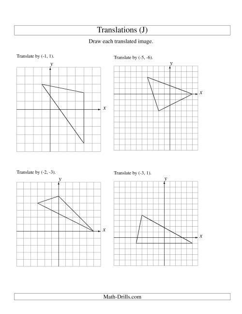 The Translation of 3 Vertices up to 6 Units (J) Math Worksheet