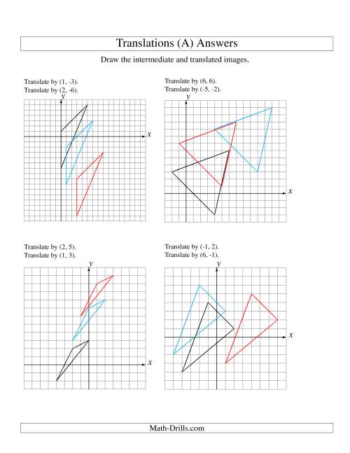 The Two-Step Translation of 3 Vertices up to 6 Units (A) Math Worksheet Page 2
