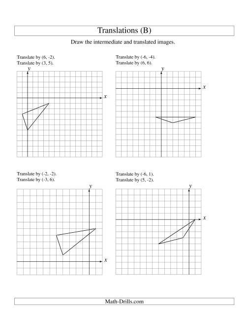 The Two-Step Translation of 3 Vertices up to 6 Units (B) Math Worksheet