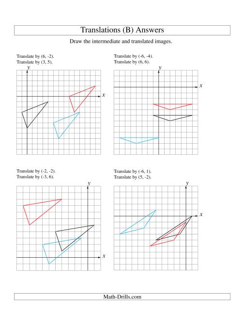 The Two-Step Translation of 3 Vertices up to 6 Units (B) Math Worksheet Page 2