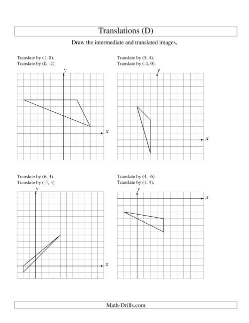 The Two-Step Translation of 3 Vertices up to 6 Units (D) Math Worksheet