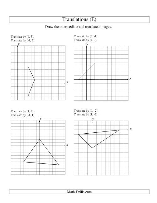 The Two-Step Translation of 3 Vertices up to 6 Units (E) Math Worksheet