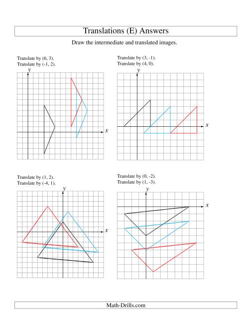 The Two-Step Translation of 3 Vertices up to 6 Units (E) Math Worksheet Page 2