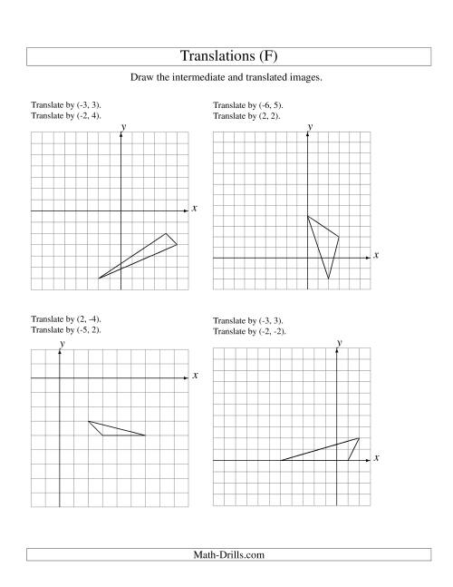 The Two-Step Translation of 3 Vertices up to 6 Units (F) Math Worksheet
