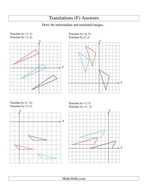 The Two-Step Translation of 3 Vertices up to 6 Units (F) Math Worksheet Page 2