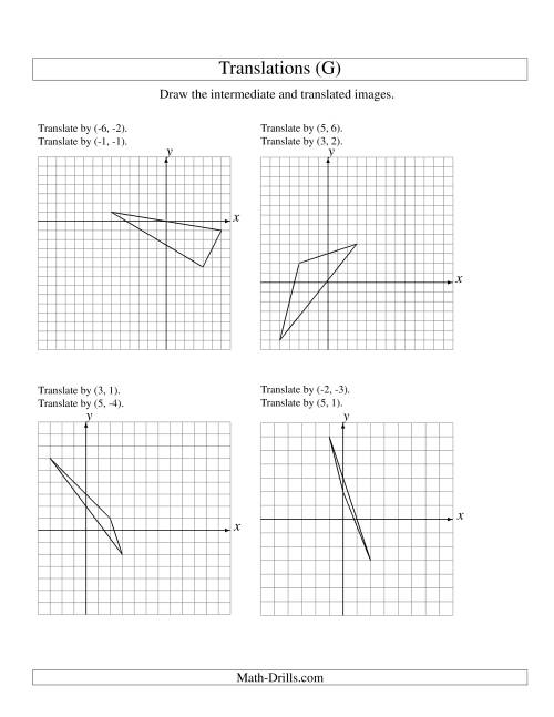 The Two-Step Translation of 3 Vertices up to 6 Units (G) Math Worksheet
