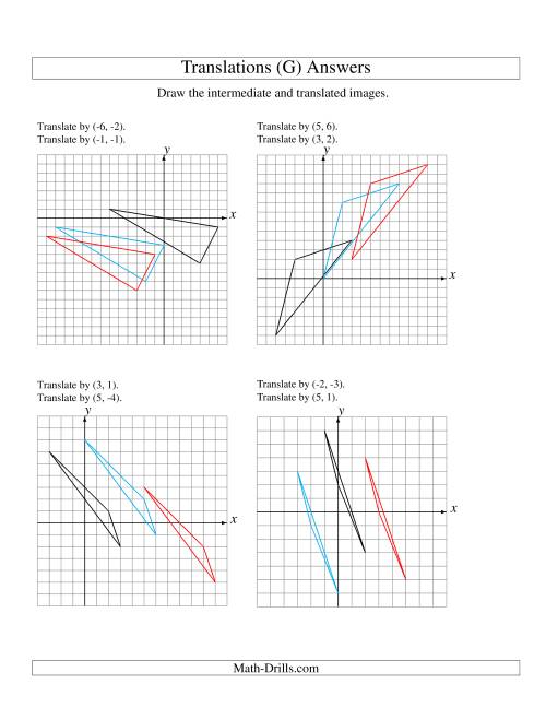 The Two-Step Translation of 3 Vertices up to 6 Units (G) Math Worksheet Page 2