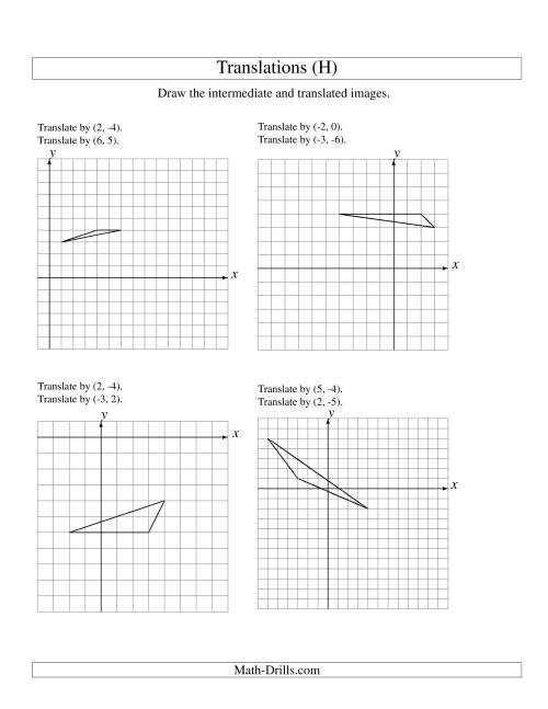The Two-Step Translation of 3 Vertices up to 6 Units (H) Math Worksheet