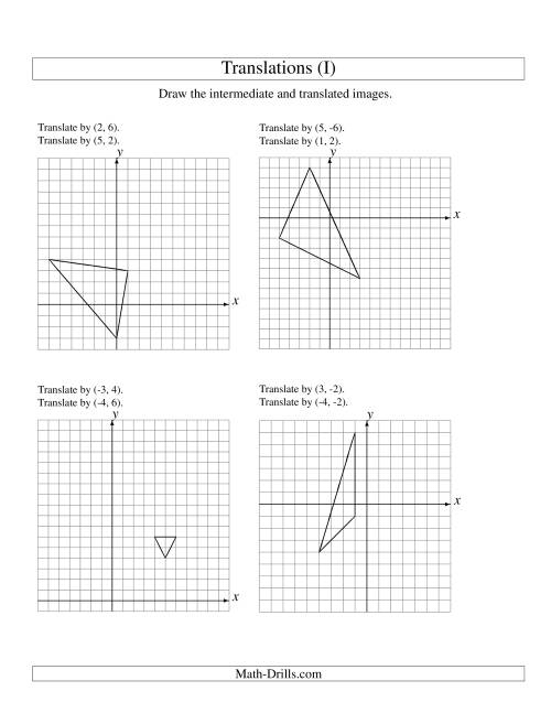 The Two-Step Translation of 3 Vertices up to 6 Units (I) Math Worksheet