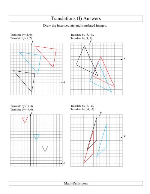 The Two-Step Translation of 3 Vertices up to 6 Units (I) Math Worksheet Page 2