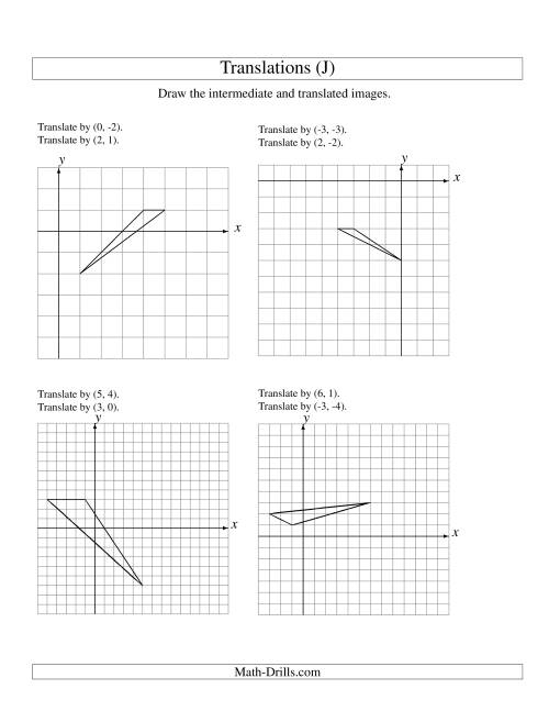 The Two-Step Translation of 3 Vertices up to 6 Units (J) Math Worksheet