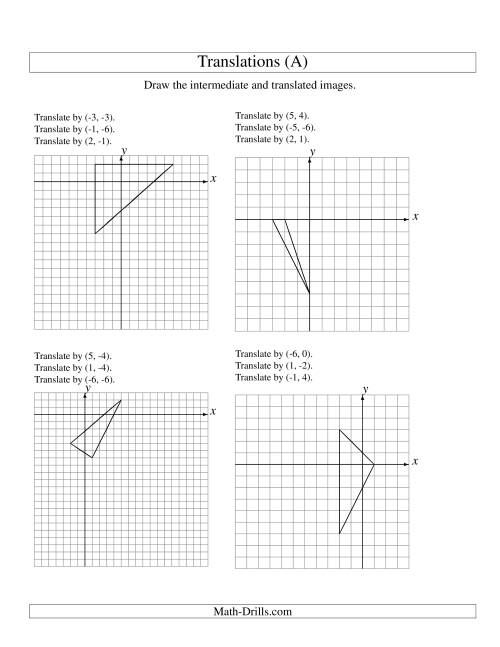 The Three-Step Translation of 3 Vertices up to 6 Units (A) Math Worksheet