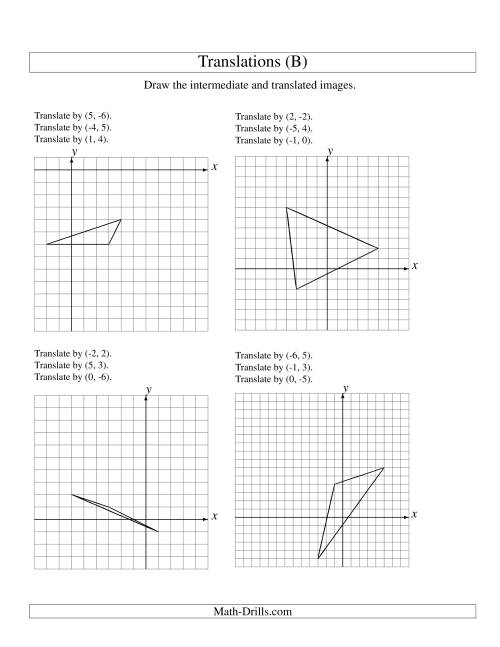 The Three-Step Translation of 3 Vertices up to 6 Units (B) Math Worksheet