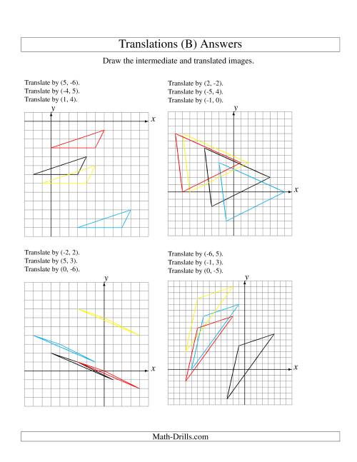 The Three-Step Translation of 3 Vertices up to 6 Units (B) Math Worksheet Page 2
