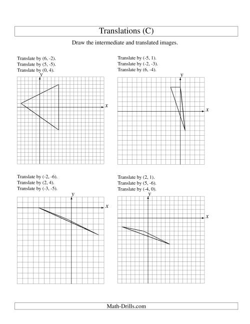 The Three-Step Translation of 3 Vertices up to 6 Units (C) Math Worksheet