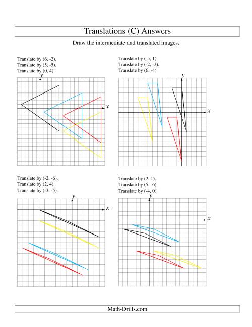 The Three-Step Translation of 3 Vertices up to 6 Units (C) Math Worksheet Page 2