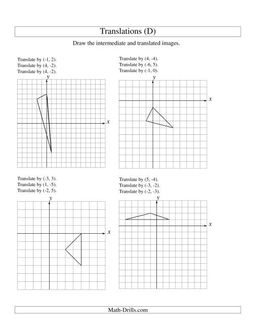 The Three-Step Translation of 3 Vertices up to 6 Units (D) Math Worksheet