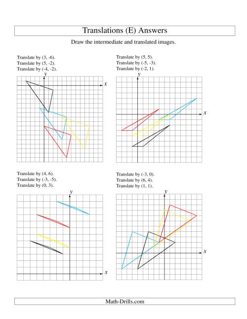 The Three-Step Translation of 3 Vertices up to 6 Units (E) Math Worksheet Page 2