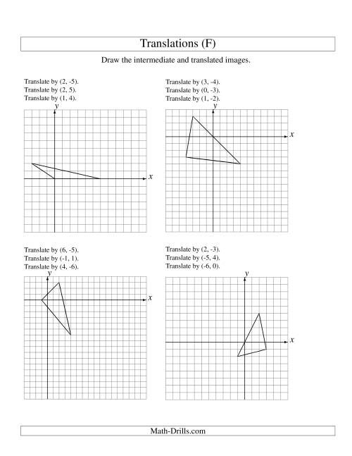 The Three-Step Translation of 3 Vertices up to 6 Units (F) Math Worksheet