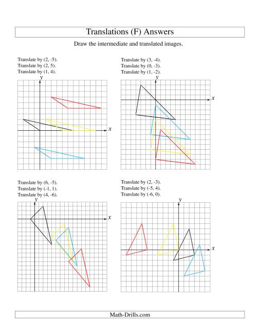 The Three-Step Translation of 3 Vertices up to 6 Units (F) Math Worksheet Page 2